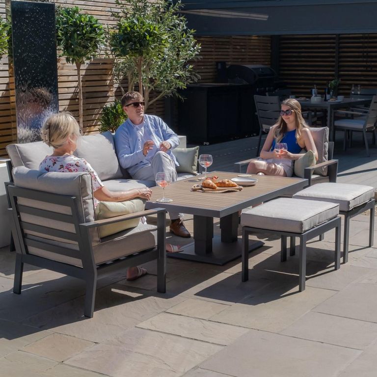 Vancouver Garden Sofa Set - 3 Seater - Rising Table - Dove Grey