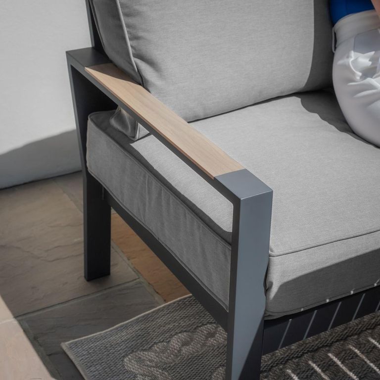 Vancouver Large Corner Garden Sofa Set - with Table - Dove Grey