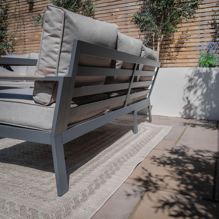 Vancouver Large Corner Garden Sofa Set - with Table - Dove Grey