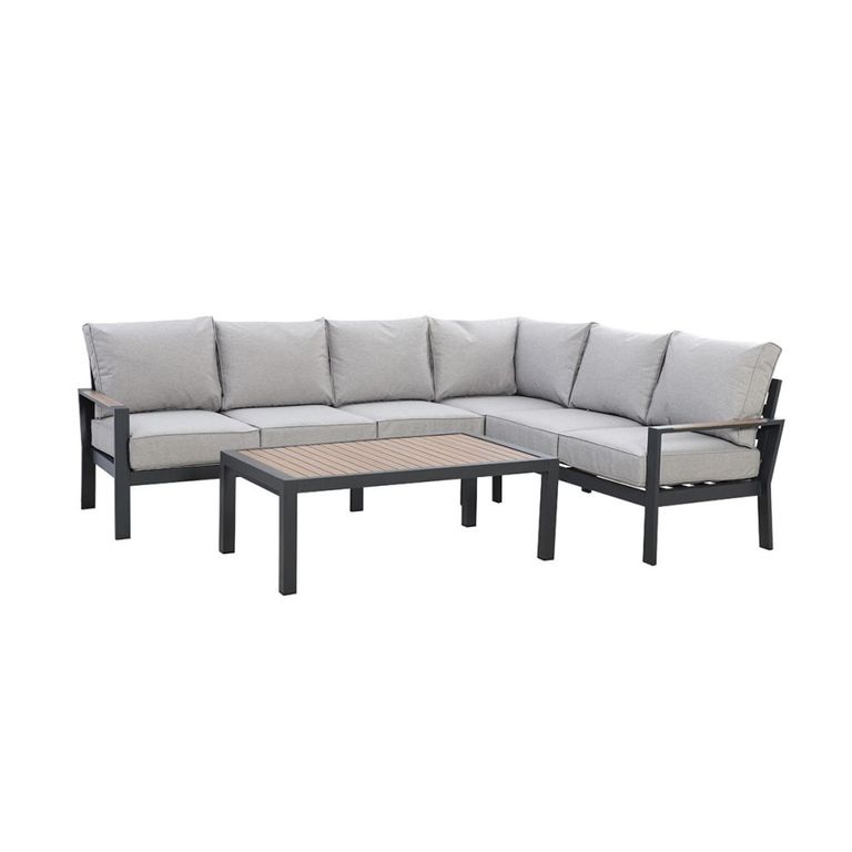 Vancouver Large Corner Garden Sofa Set - with Table - Dove Grey