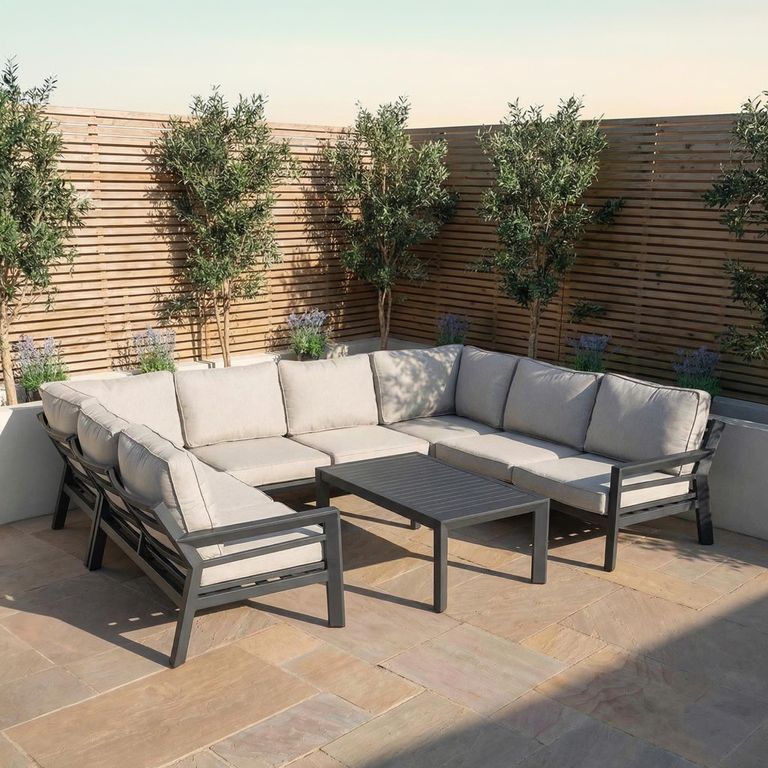 New York U Shaped Garden Sofa Set - Dove Grey