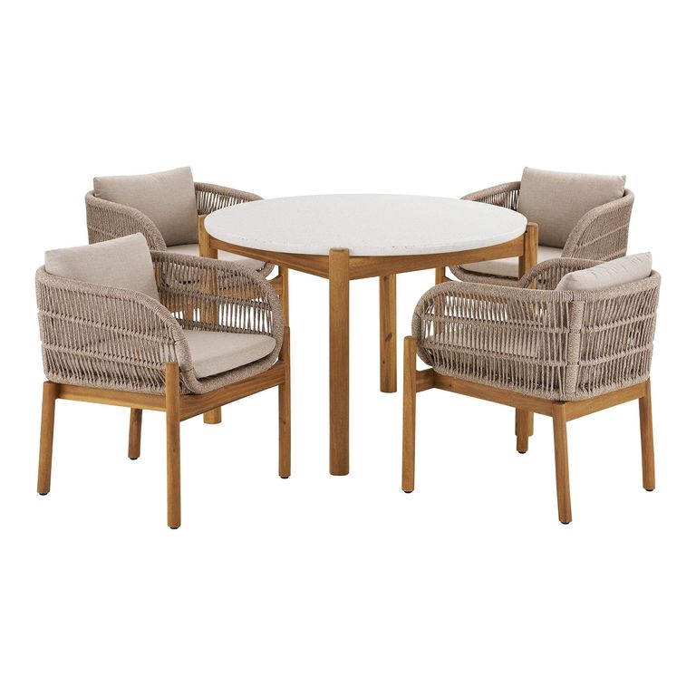 Terracina Round Garden Dining Set - 4 Seater - Beige Rope