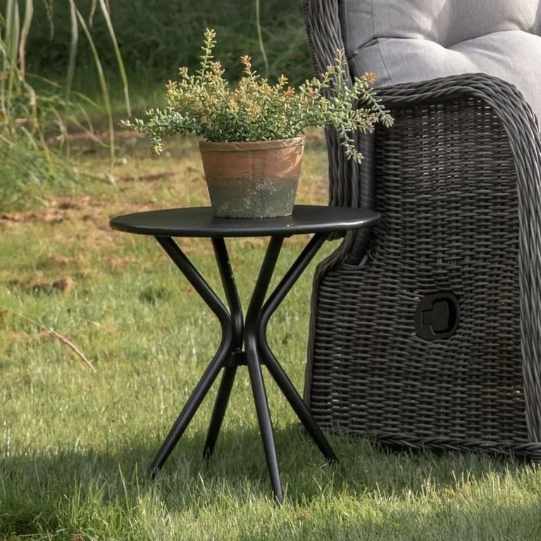 Clearance - Sutton Charcoal Round Outdoor Garden Side Table - A196