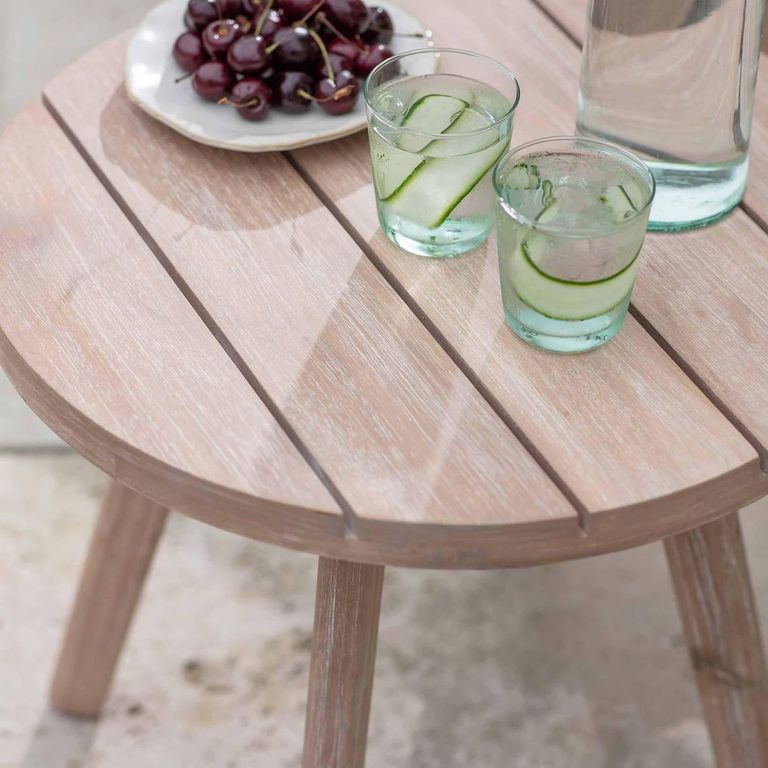 Porthallow Outdoor Round Side Table Natural Acacia Wood