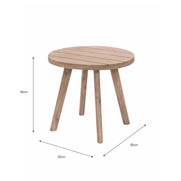 Porthallow Outdoor Round Side Table Natural Acacia Wood