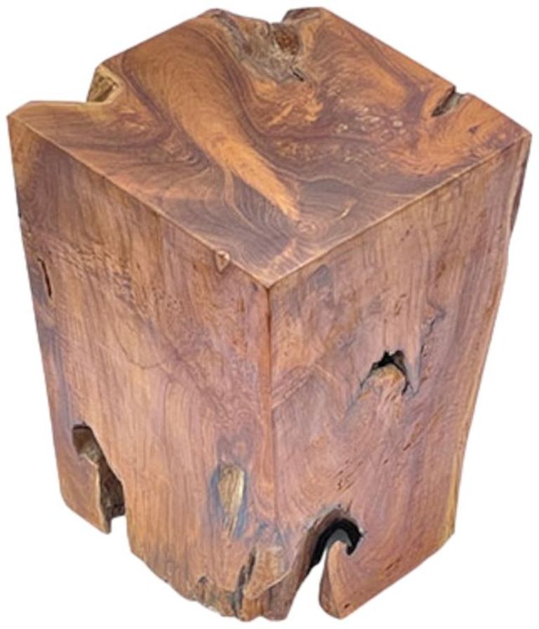 Teak Root Lamp Table - Block