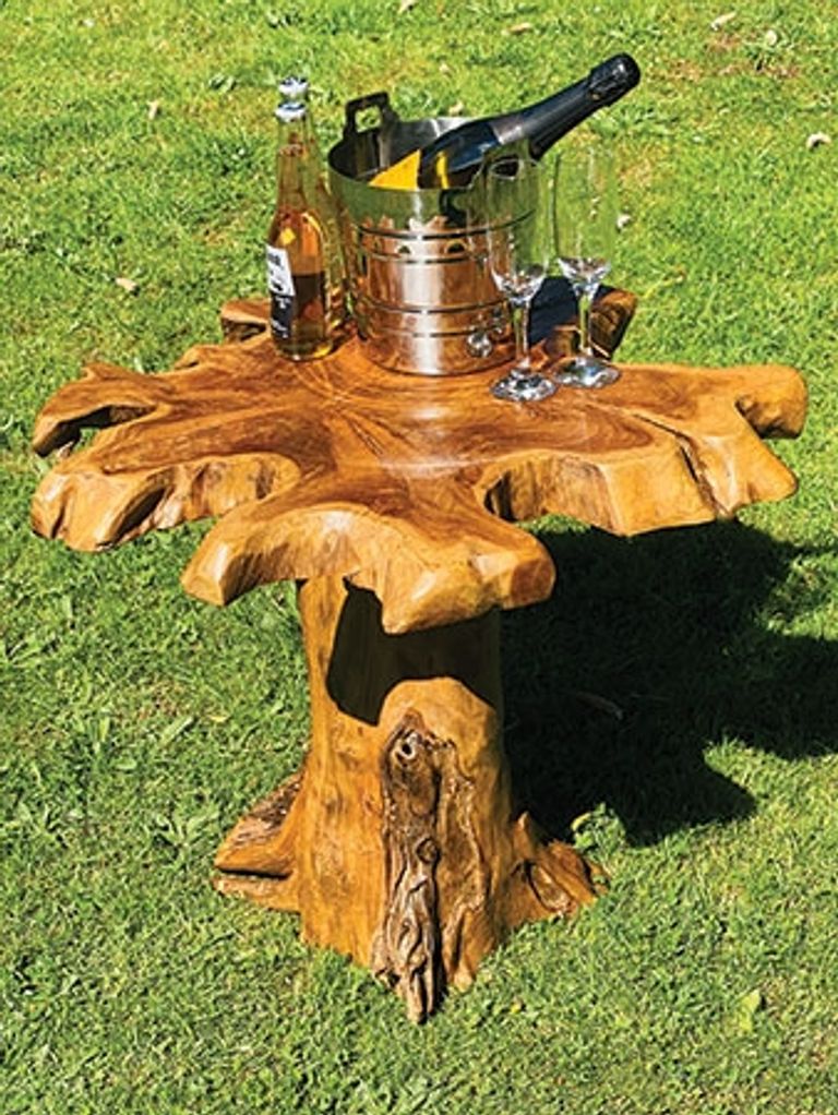 Teak Root Side Table - Mushroom