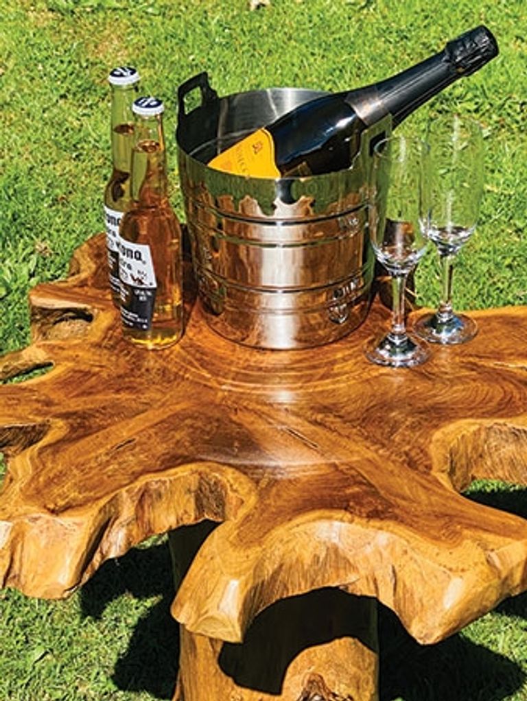 Teak Root Side Table - Mushroom