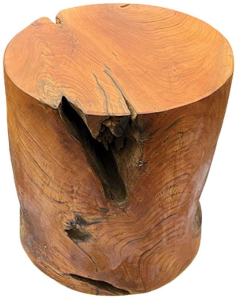 Teak Solid Block Lamp Table - Round