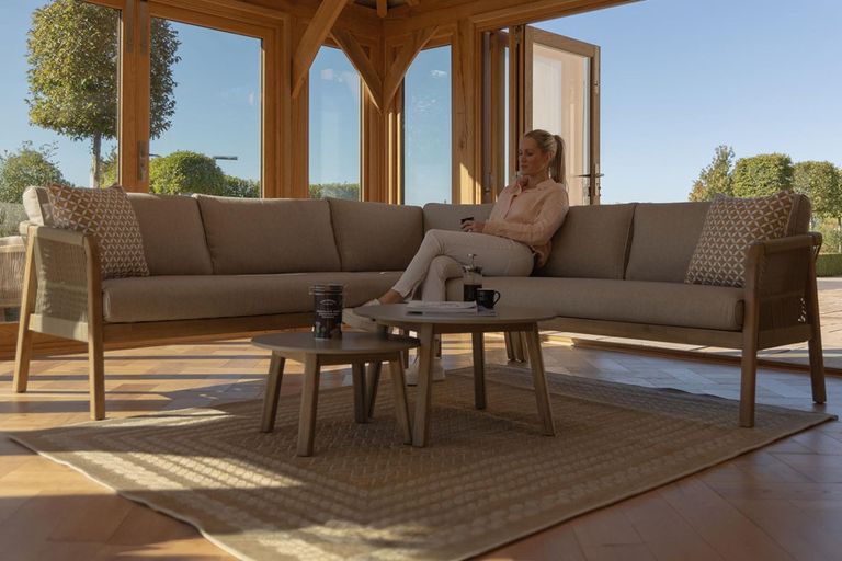 Martinique Corner Garden Sofa Set - Light Brown