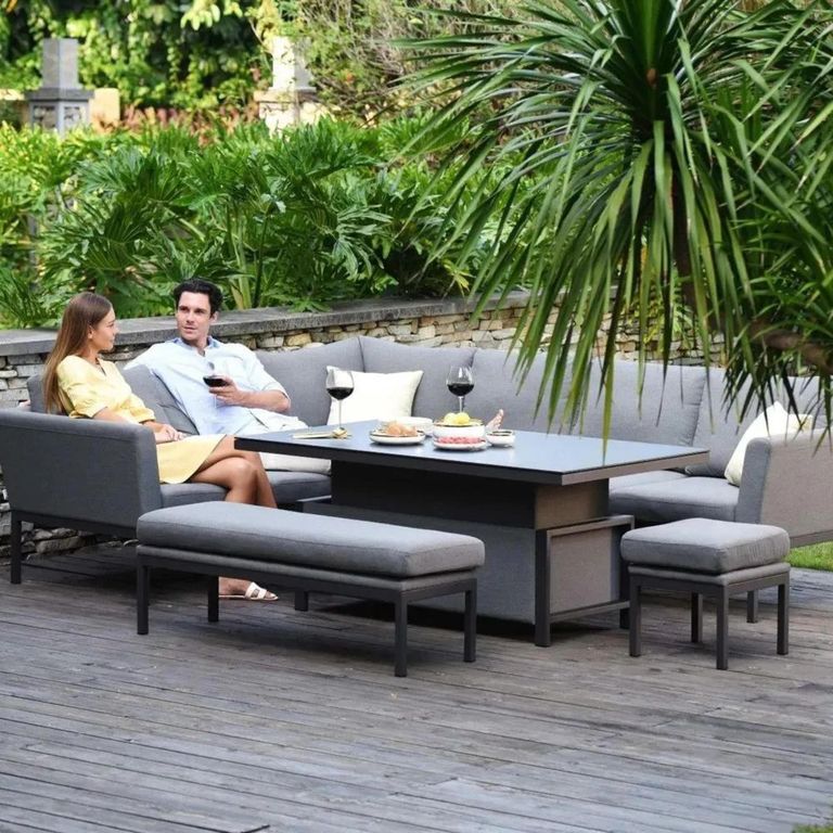 Pulse Corner Garden Dining Set - Rising Table - 214cm - Flanelle