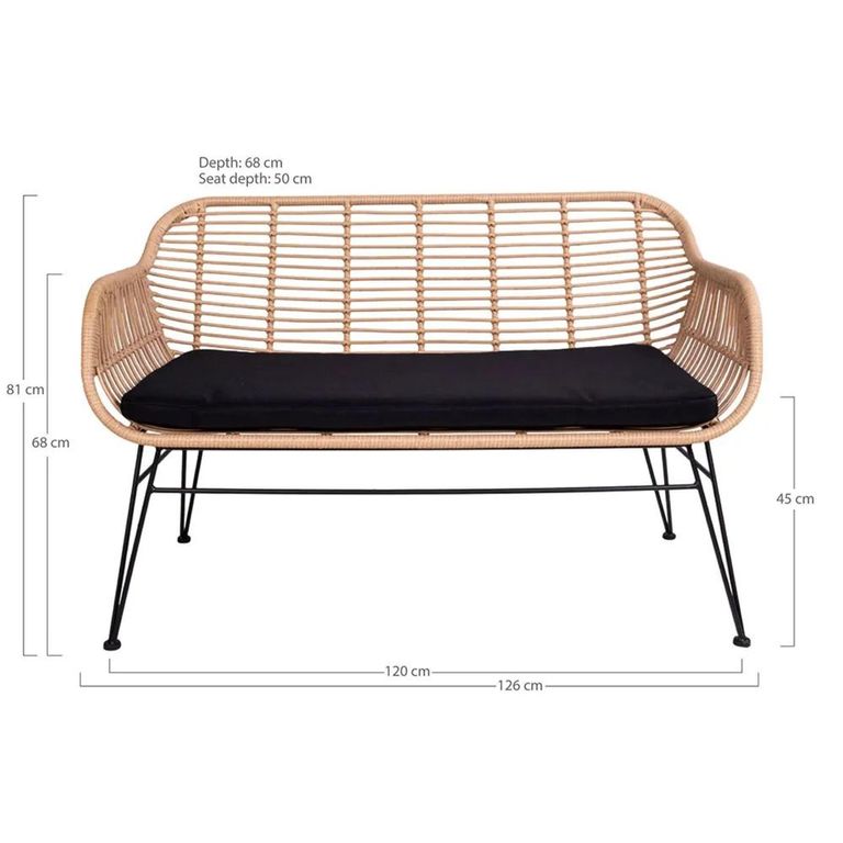 Trieste Garden Sofa - 2 Seater - Rattan