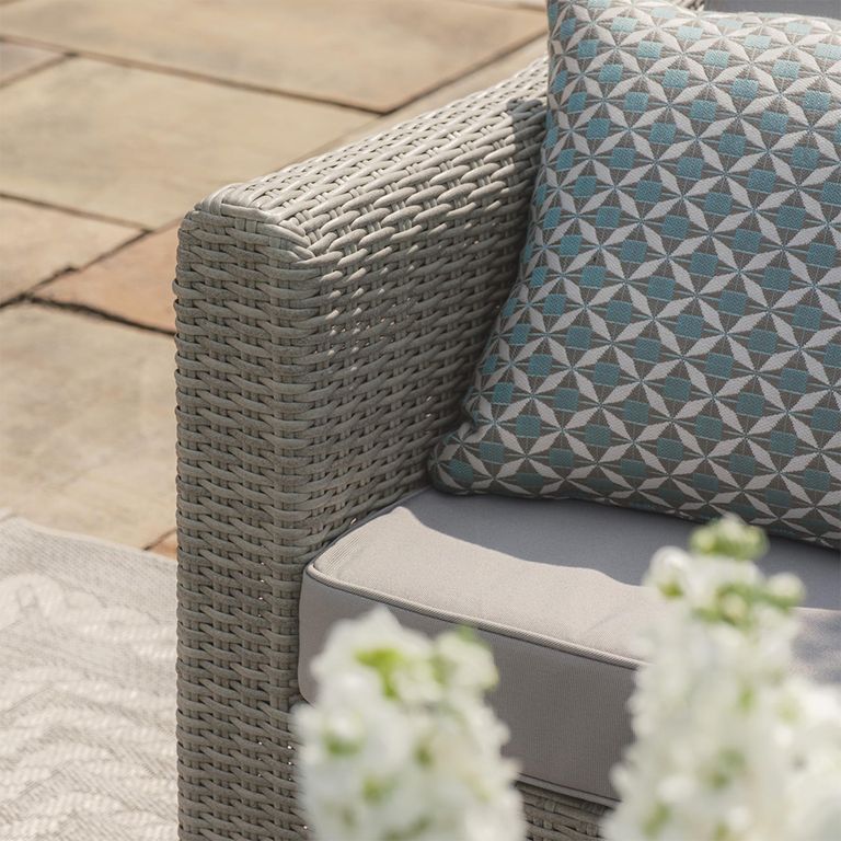 Oxford Large Corner Garden Sofa Set - Coffee Table - Ceramic Top - Grey Rattan