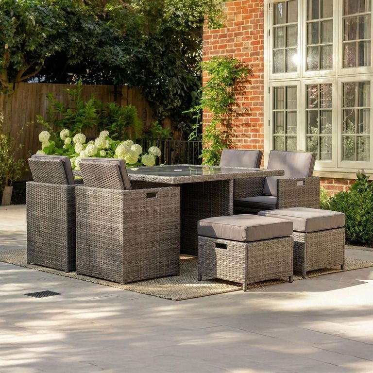 Paris Garden Cube Dining Set - 8 Seater - Grey - Rattan