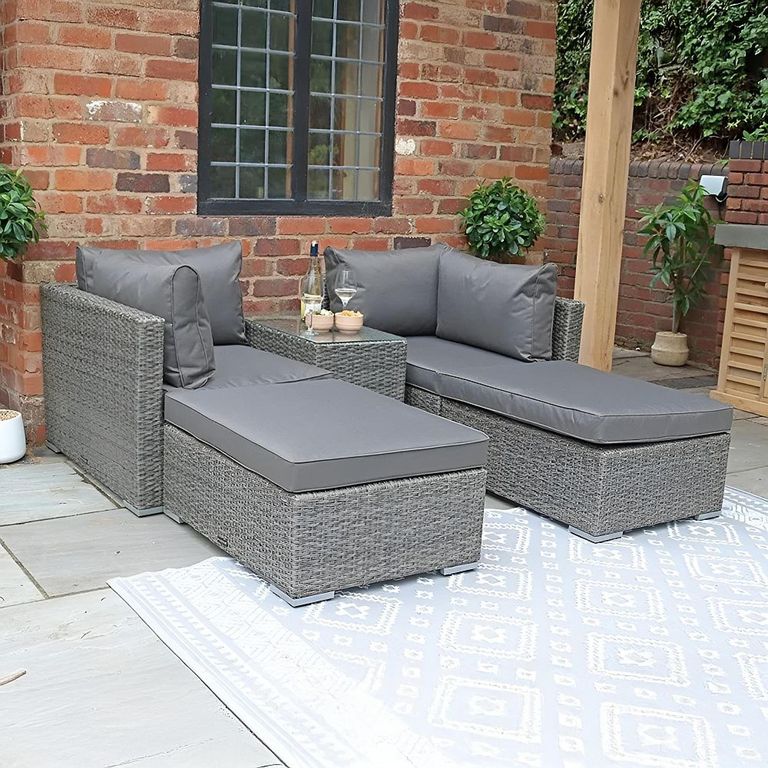 Paris Garden Relaxer Set - 4 Seater - Multi Setting - Grey - Rattan