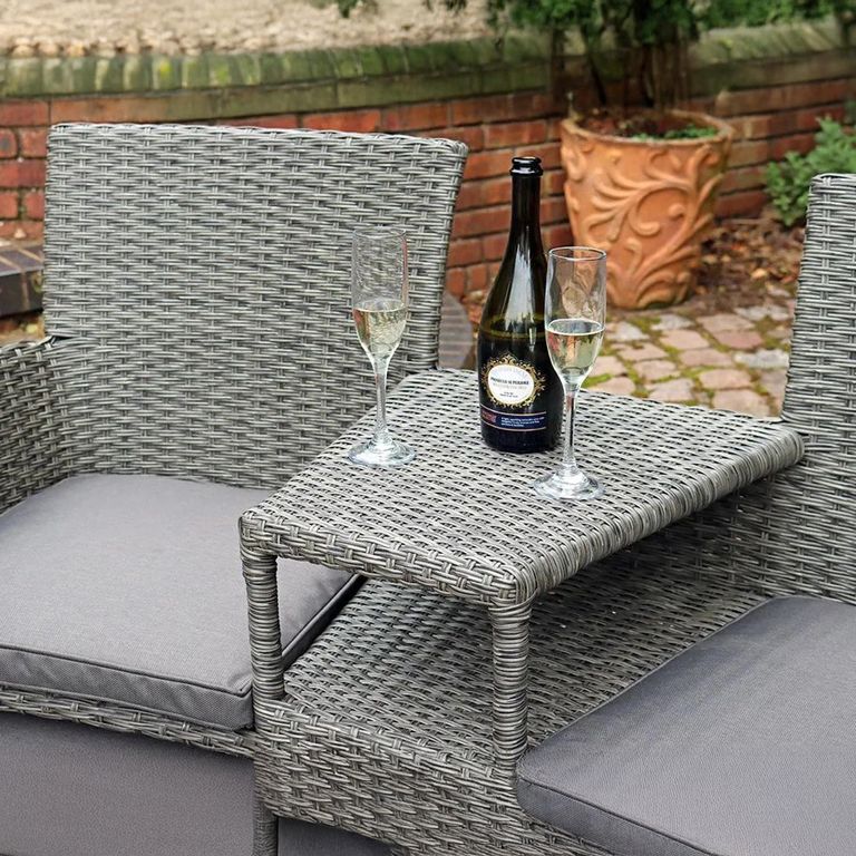 Paris Garden Companion Set - 2 Seater - Pull Out Footstools - Grey - Rattan