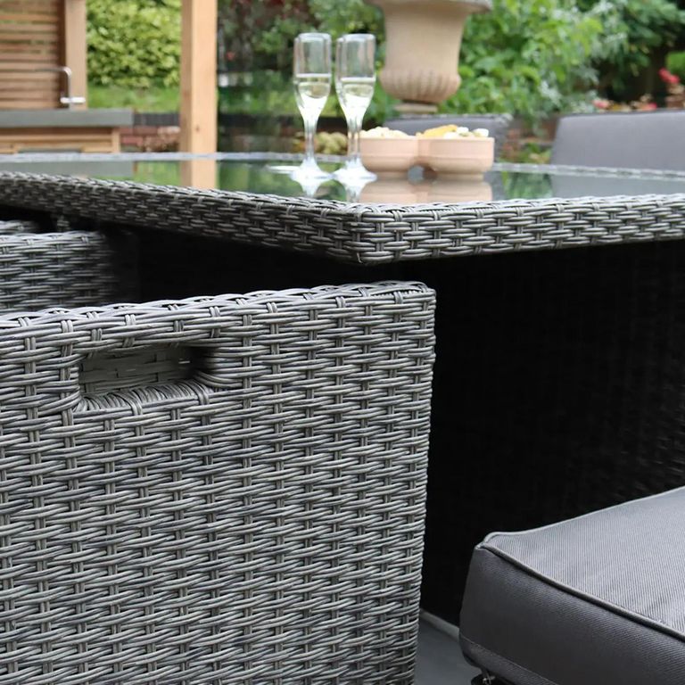 Paris Garden Cube Dining Set - 10 Seater - Grey - Rattan