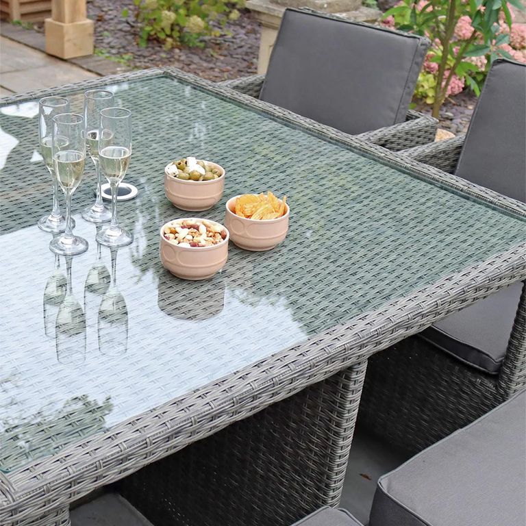 Paris Garden Cube Dining Set - 8 Seater - Grey - Rattan