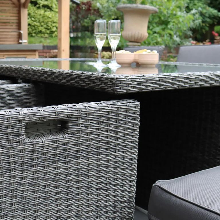 Paris Garden Cube Dining Set - 8 Seater - Grey - Rattan