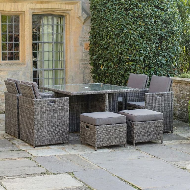 Paris Garden Cube Dining Set - 8 Seater - Grey - Rattan