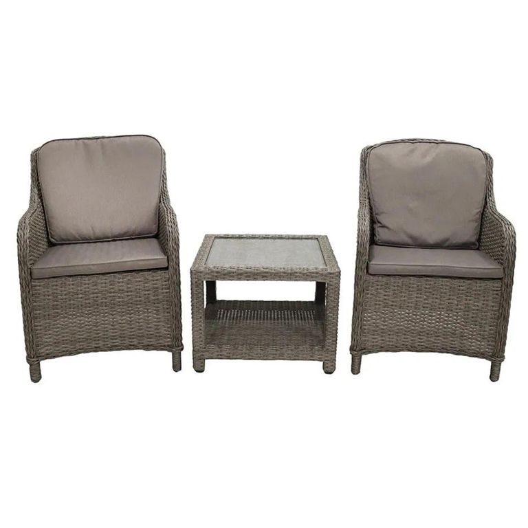 Paris Garden Imperial Companion Set - 2 Seater - Grey - Rattan