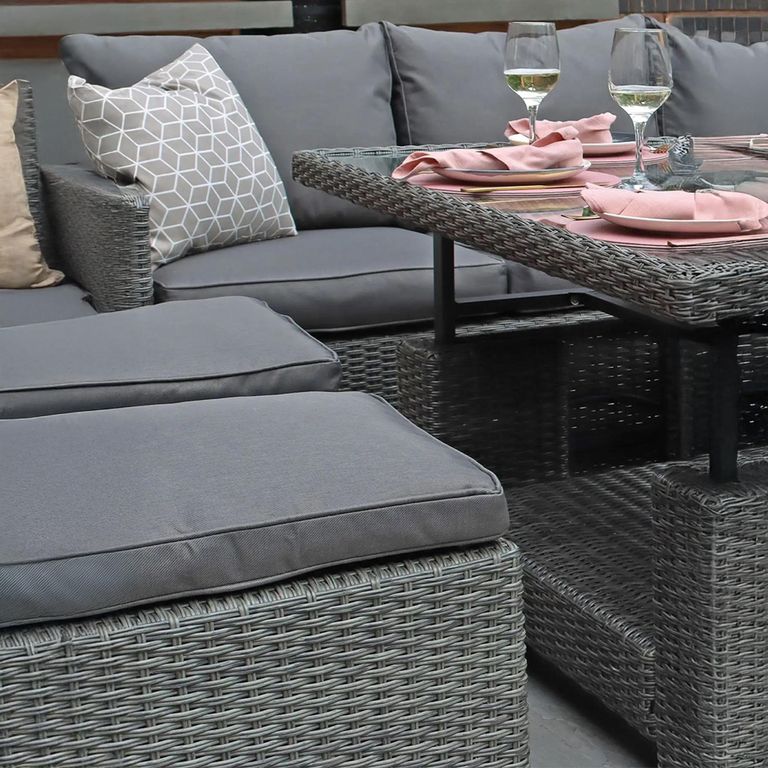 Paris Garden Modular Corner Dining Set - 8 Seater - Deluxe - Grey - Rattan
