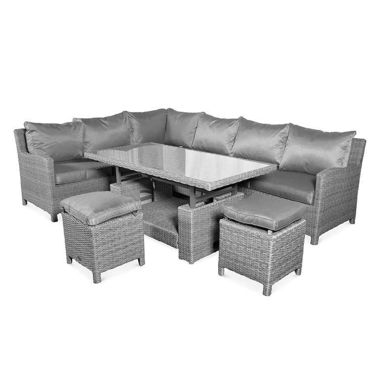 Paris Garden Modular Corner Dining Set - 8 Seater - Deluxe - Grey - Rattan