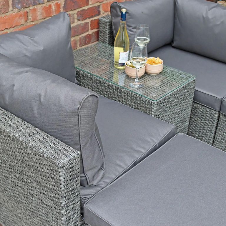 Paris Garden Relaxer Set - 4 Seater - Multi Setting - Grey - Rattan