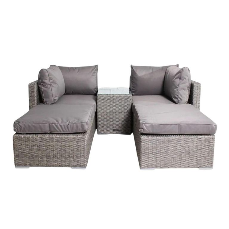 Paris Garden Relaxer Set - 4 Seater - Multi Setting - Grey - Rattan