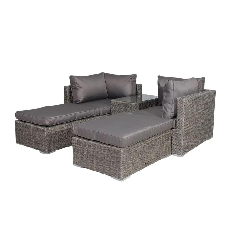 Paris Garden Relaxer Set - 4 Seater - Multi Setting - Grey - Rattan