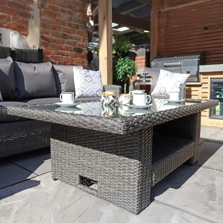 Paris Garden Sofa Dining Set - 7 Seater - Deluxe - Grey - Rattan