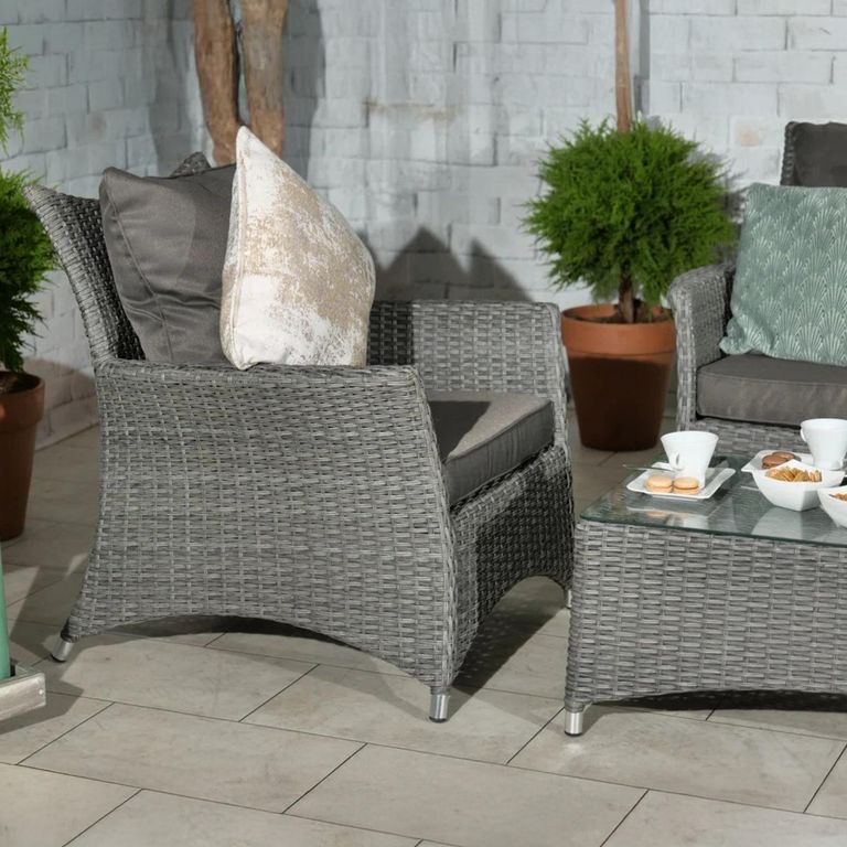 Paris Garden Sofa Set - 2 Seater - Coffee Table - Grey - Rattan