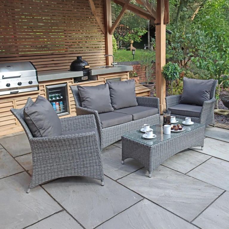 Paris Garden Sofa Set - 2 Seater - Coffee Table - Grey - Rattan