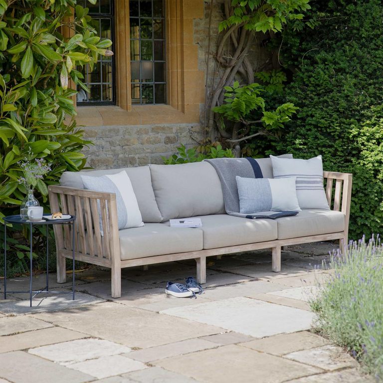Porthallow Outdoor 3 Seater Sofa Natural Acacia Wood