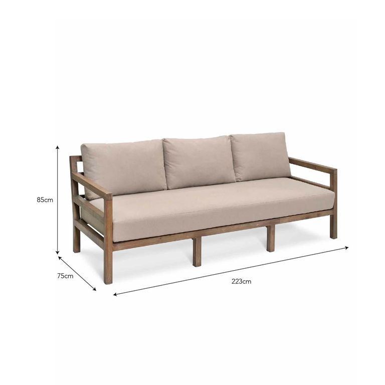 Sandridge Outdoor 3 Seater Sofa Natural Acacia Wood