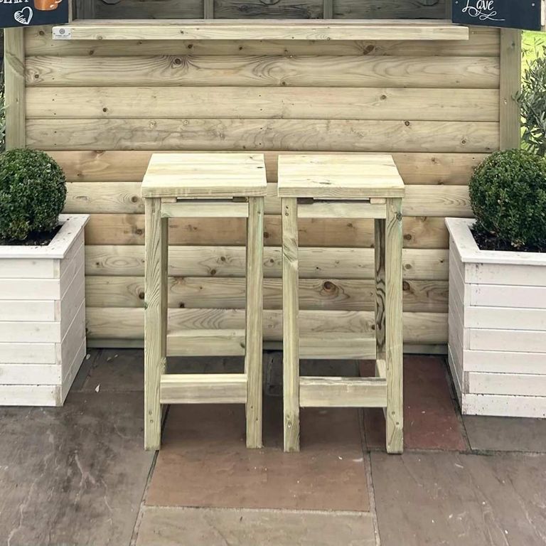 Churnet Valley Timber Wood Garden Barstool - Set of 2