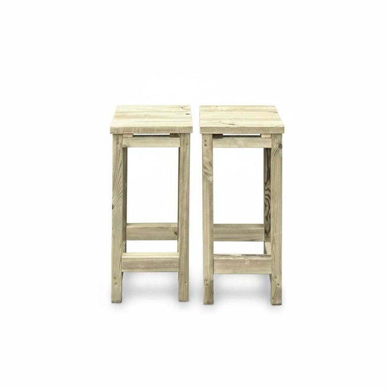Churnet Valley Timber Wood Garden Barstool - Set of 2