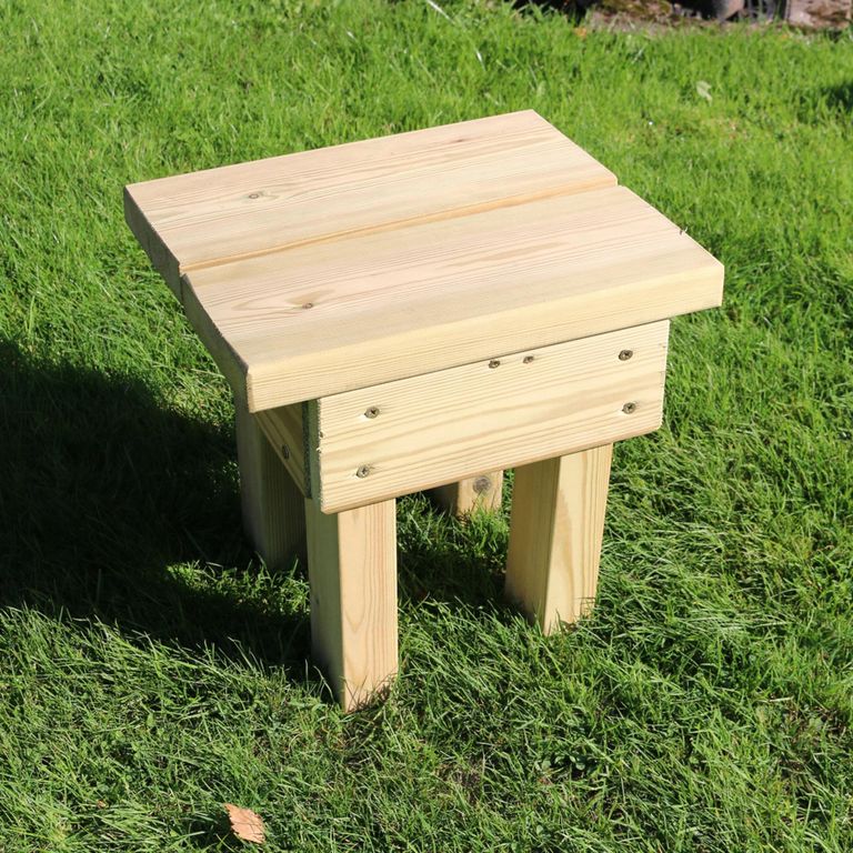 Garden Footstool - Square - Timber Wood