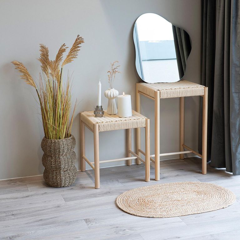 Abano Small Stool - Square - Wicker - Natural