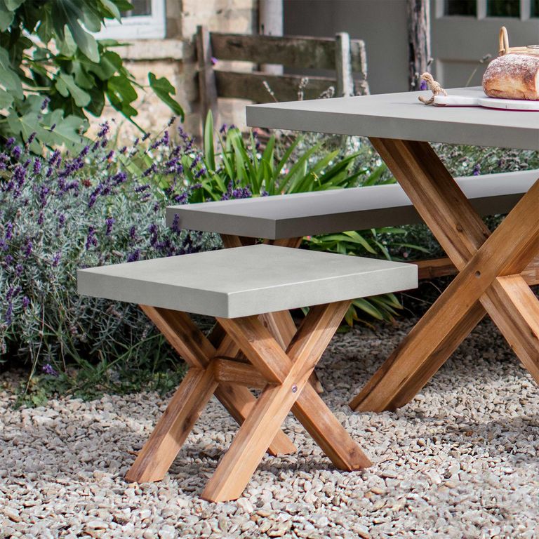 Burford Outdoor Stool in Grey Faux Concreate