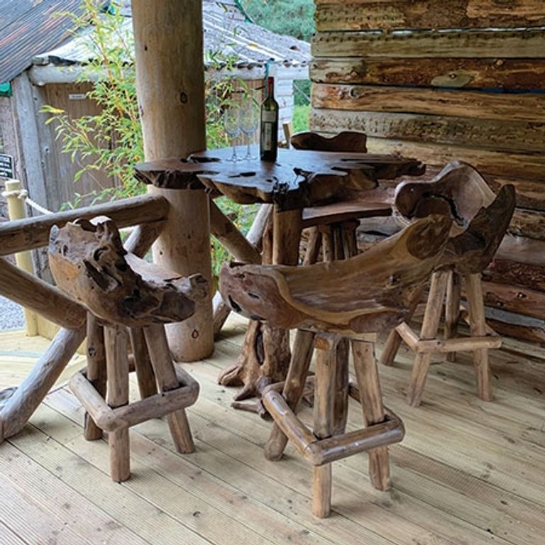 Teak Root Bar Tub - Swivel Stool