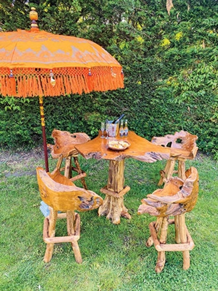 Teak Root Bar Tub - Swivel Stool