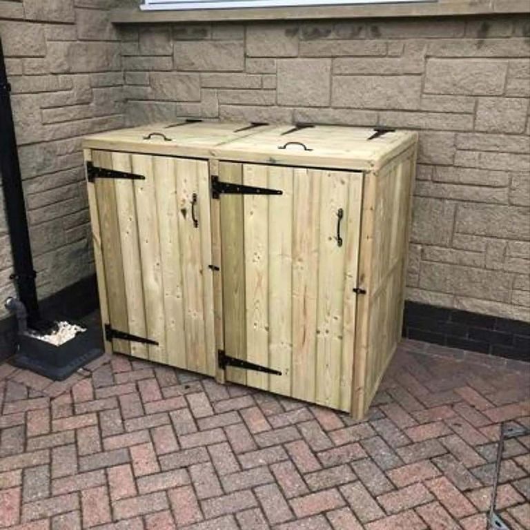 Churnet Valley Timber Wood Garden Double Bin Store