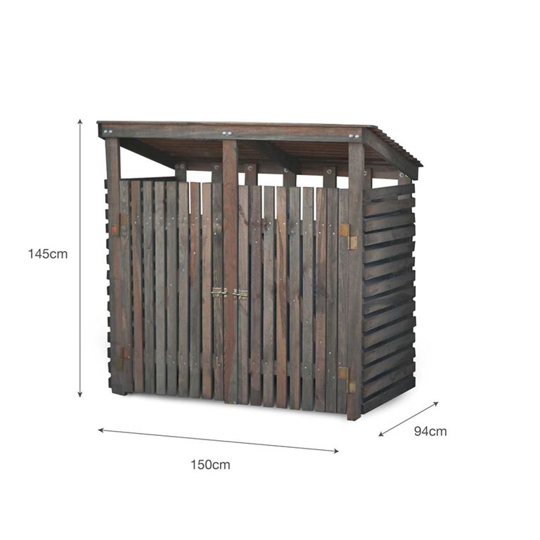 Aldsworth Outdoor Bin Store Double Natural Wood