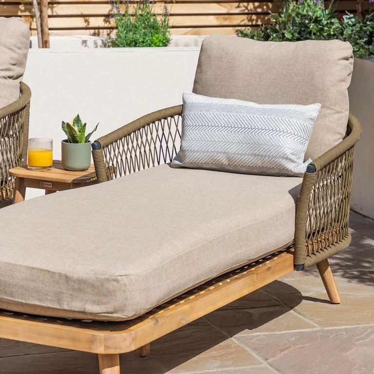 New Bali Garden Double Sunlounger Set - Sandstone