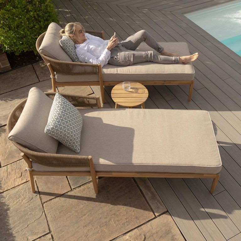Porto Garden Double Sunlounger Set - Sandstone