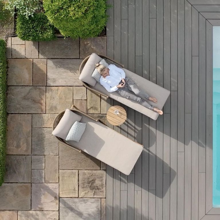 Porto Garden Double Sunlounger Set - Sandstone