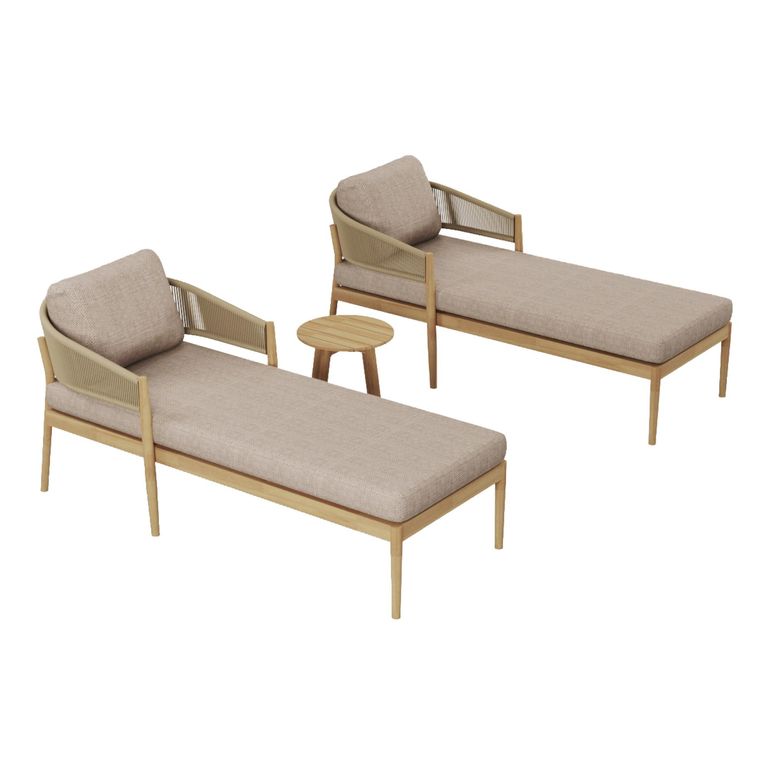 Porto Garden Double Sunlounger Set - Sandstone