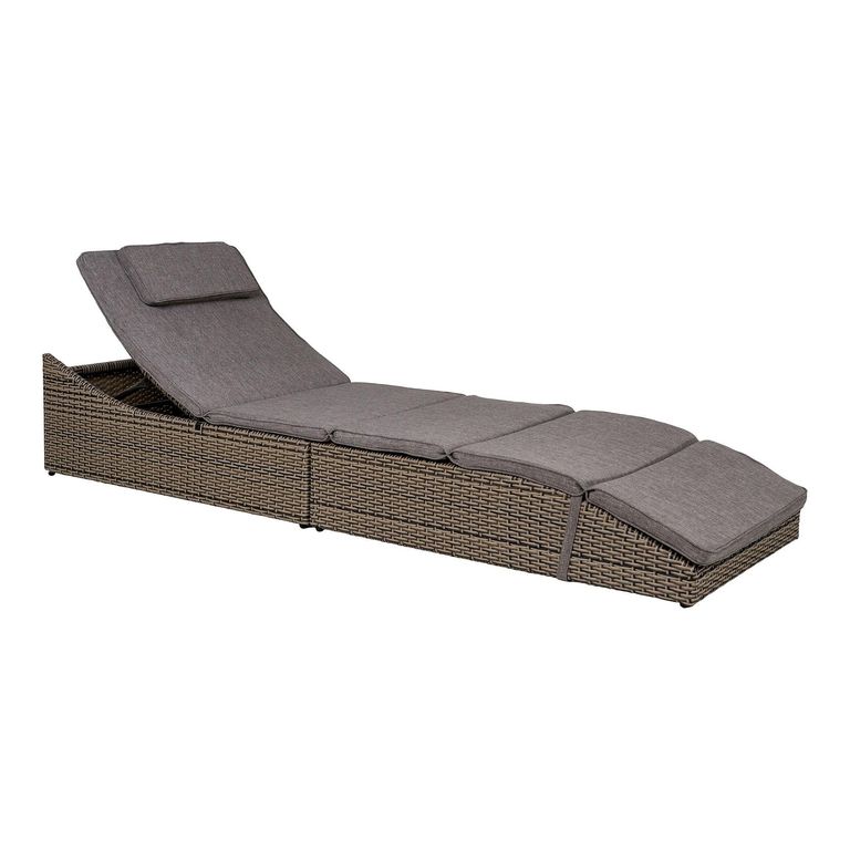 Split Garden Sun Lounger - Grey - Fabric and Rattan