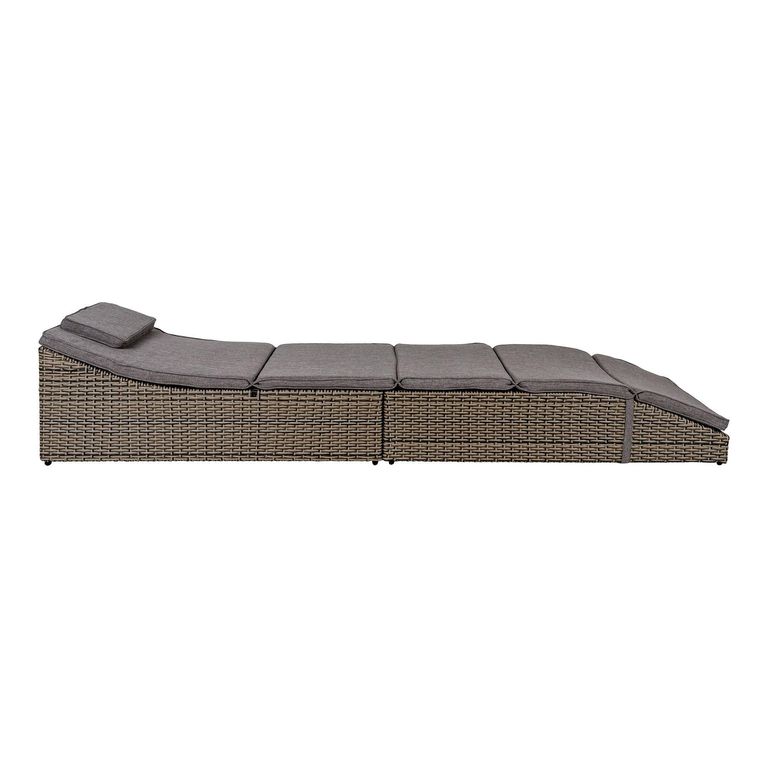 Split Garden Sun Lounger - Grey - Fabric and Rattan